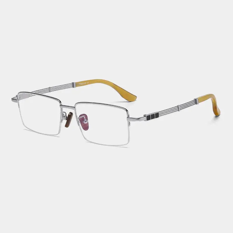 Unisex Square Semi-Rimless Titanium Prescription Glasses 200116 — view 5 | Rx Spectacle