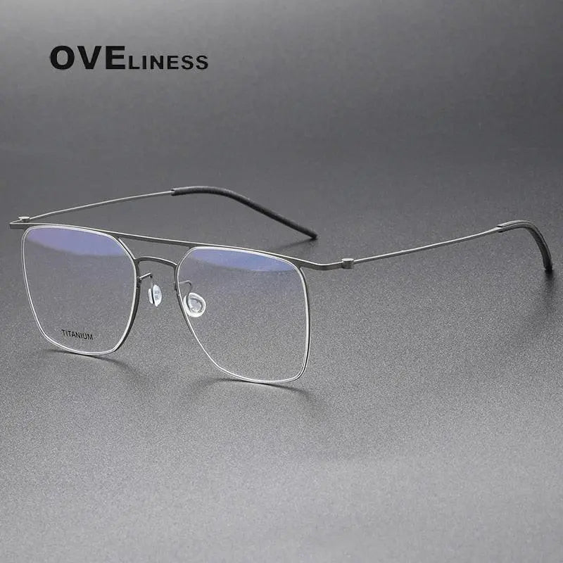 Men's Square Full Rim Titanium Double Bridge Prescription Glasses 5502 — view 10 | Rx Spectacle