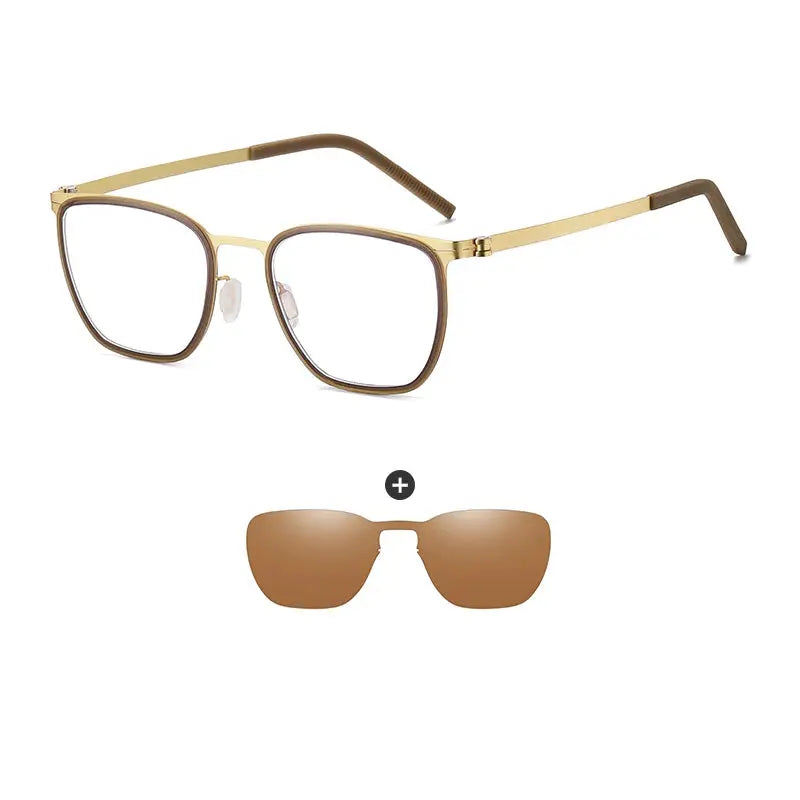Unisex Square Full Rim Stainless Steel Clip-On Prescription Glasses 790849 — view 8 | Rx Spectacle