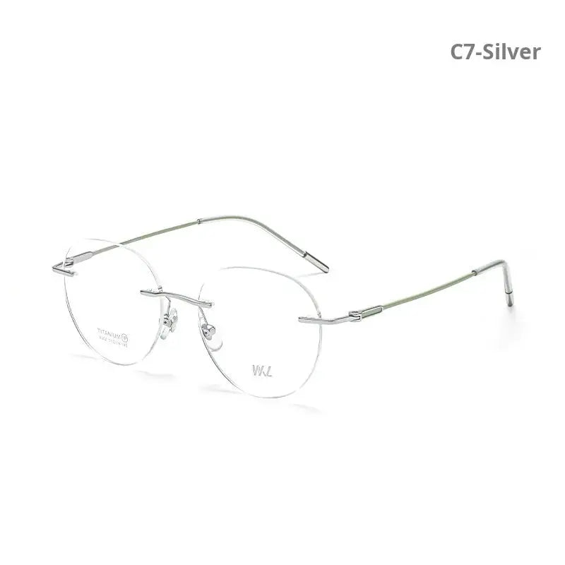 Women's Round Rimless Titanium Flat Top Prescription Glasses 729302 — view 4 | Rx Spectacle