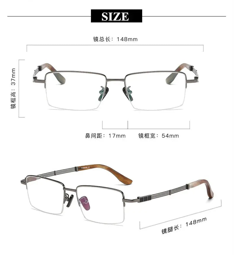 Unisex Square Semi-Rimless Titanium Prescription Glasses 200116 — view 2 | Rx Spectacle