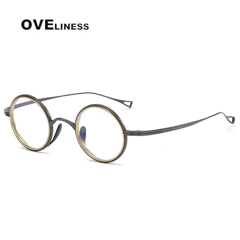 Unisex Round Full Rim Titanium Prescription Glasses 123 — view 5 | Rx Spectacle