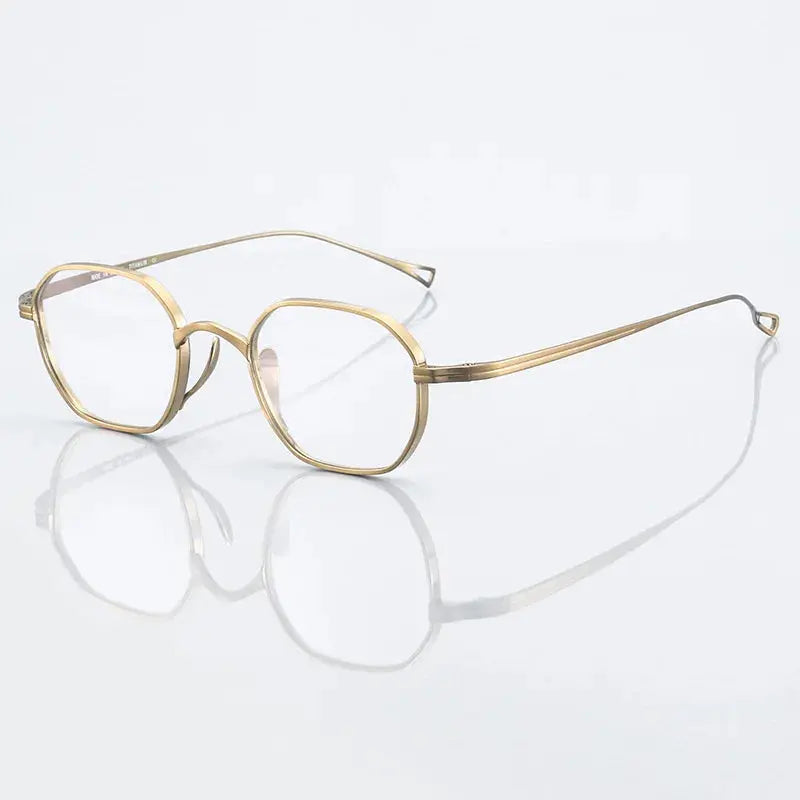Unisex Polygon Full Rim Titanium Flat Top Prescription Glasses 389917 — view 3 | Rx Spectacle