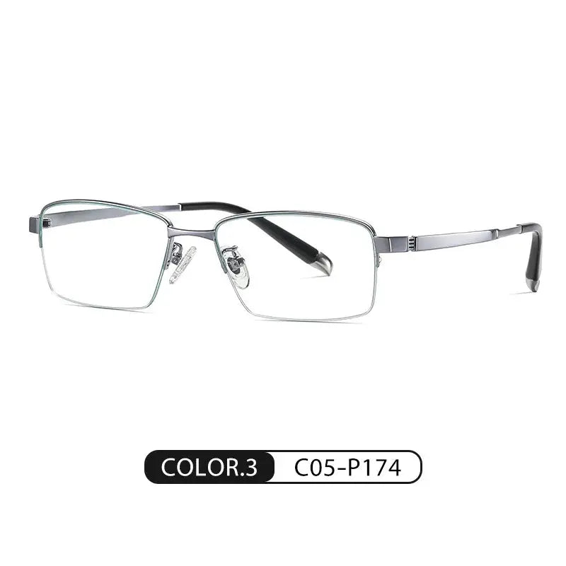 Women's Square Semi-Rimless Titanium Prescription Glasses 0907 — view 8 | Rx Spectacle