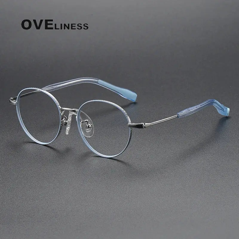 Unisex Round Full Rim Titanium Prescription Glasses 80939 — view 11 | Rx Spectacle
