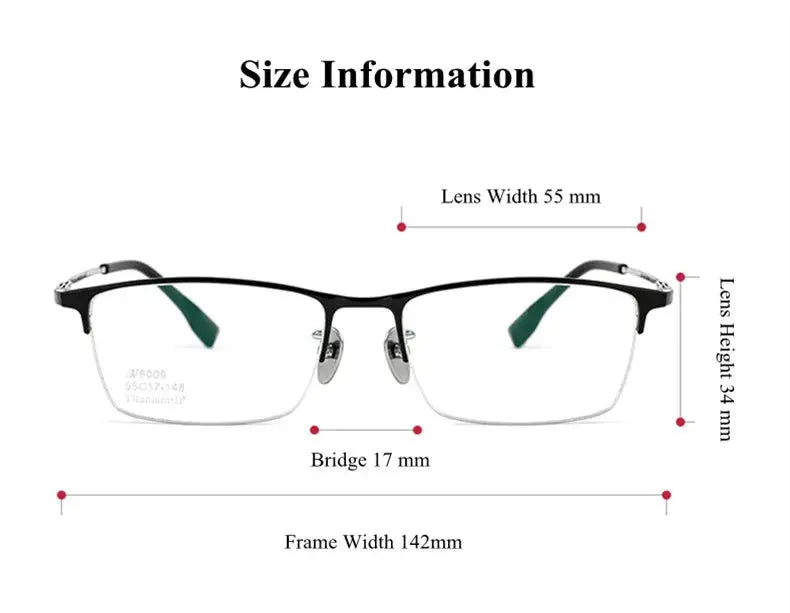 Men's Square Semi-Rimless Titanium Prescription Glasses 316009 — view 2 | Rx Spectacle