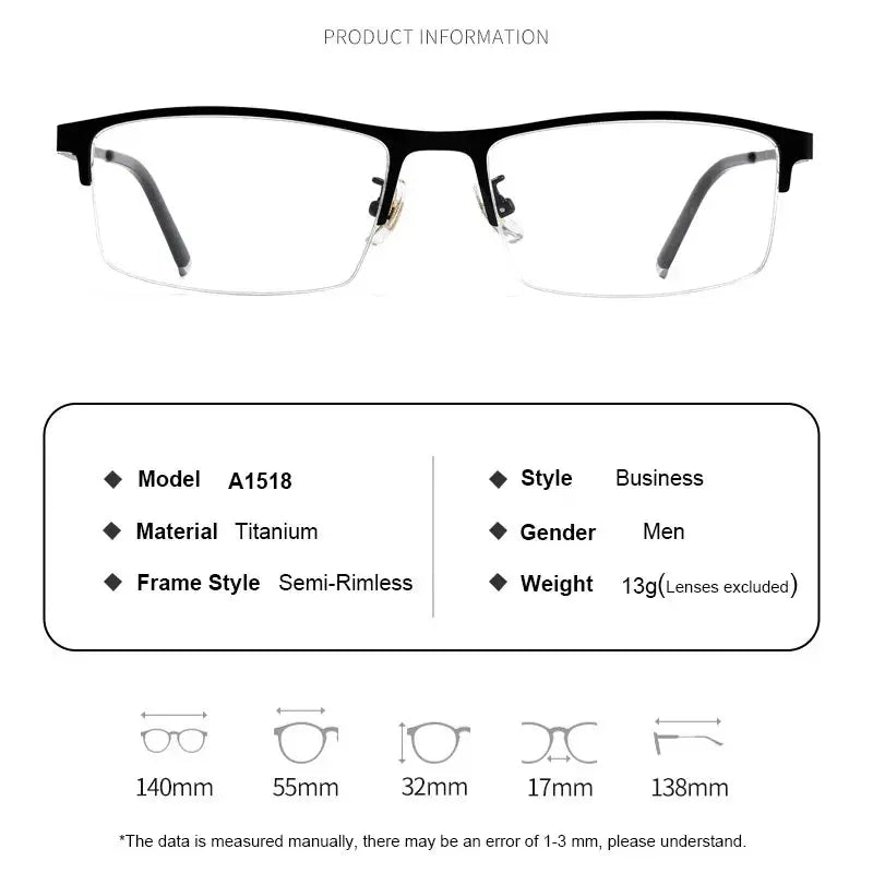 Men's Square Semi-Rimless Titanium Prescription Glasses 715180 — view 2 | Rx Spectacle