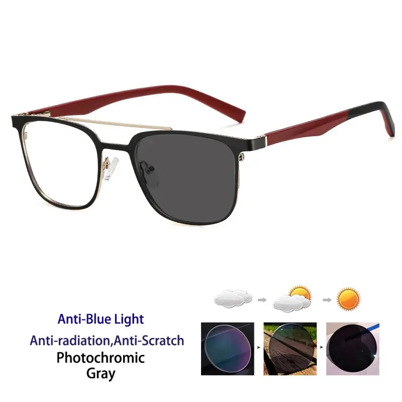 Women's Square Full Rim Alloy Double Bridge Reading Glasses 91362 — view 6 | Rx Spectacle