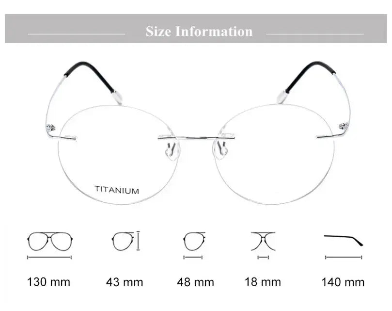 Women's Round Rimless Titanium Prescription Glasses 16012 — view 3 | Rx Spectacle