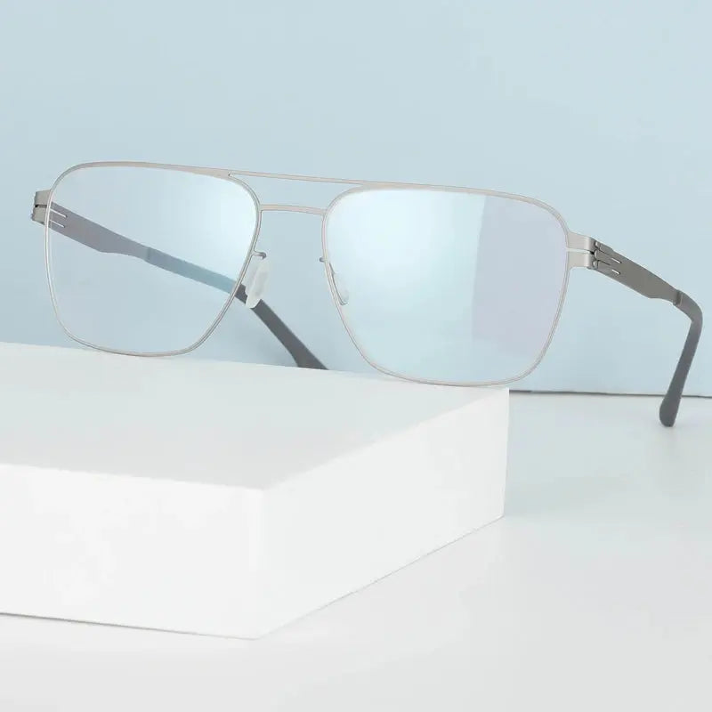 Women's Square Full Rim Stainless Steel Prescription Glasses Bm001 — view 2 | Rx Spectacle