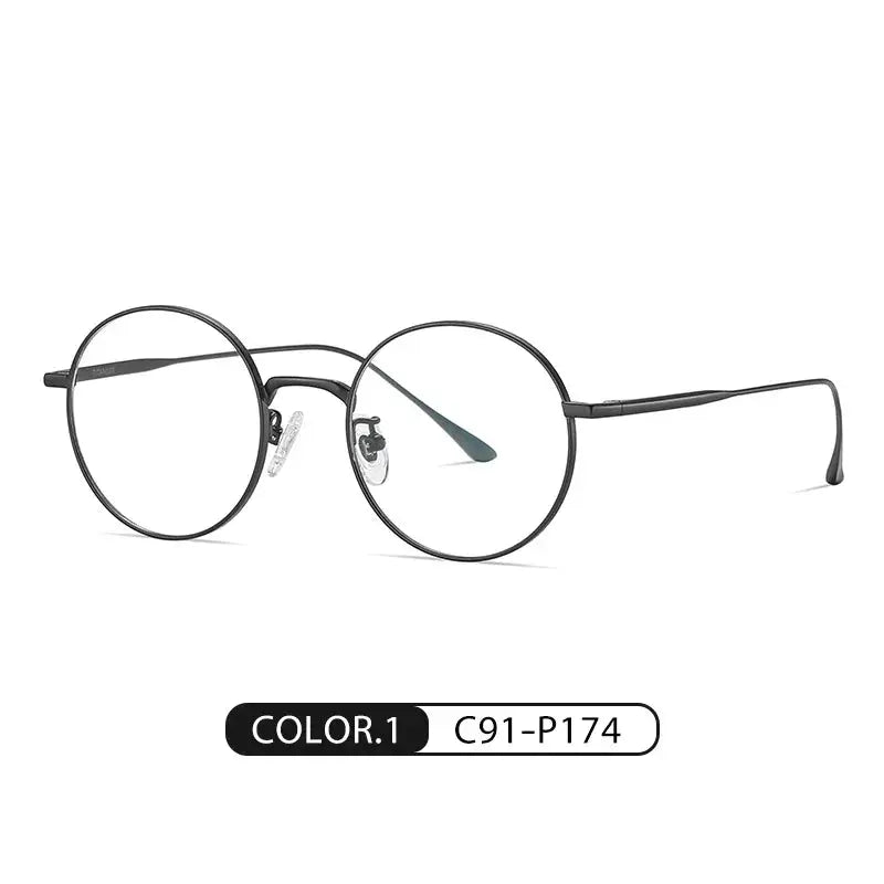 Women's Round Full Rim Titanium Prescription Glasses 913677 — view 3 | Rx Spectacle