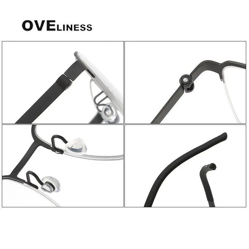 Unisex Square Full Rim Titanium Prescription Glasses 7426 — view 9 | Rx Spectacle