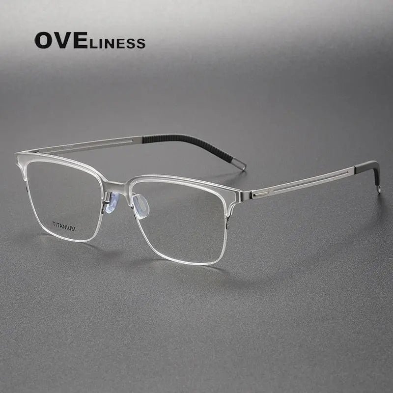 Unisex Square Full Rim Titanium Screwless Prescription Glasses 8202312 — view 8 | Rx Spectacle
