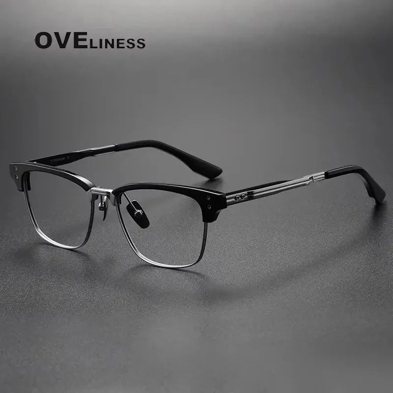 Unisex Square Full Rim Titanium Prescription Glasses 614132 — view 4 | Rx Spectacle