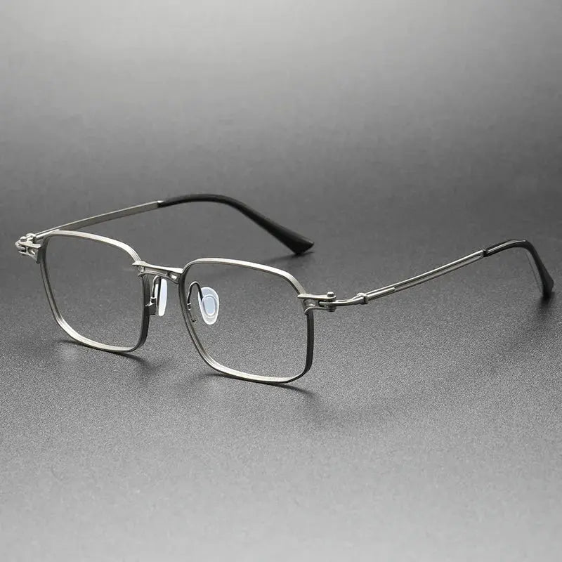 Men's Square Full Rim Titanium Oversized Prescription Glasses 85892 — view 5 | Rx Spectacle
