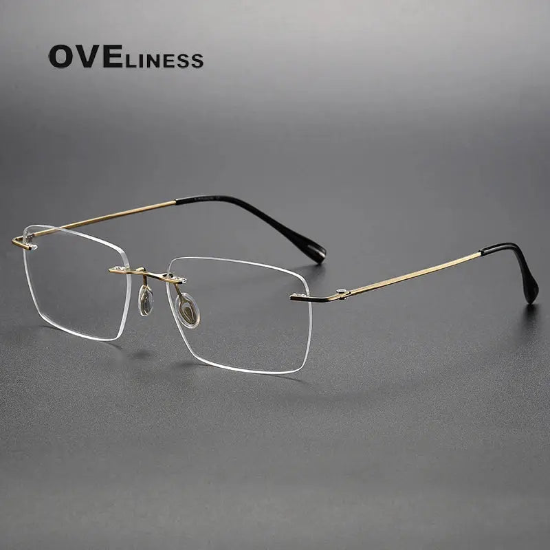 Unisex Square Rimless Titanium Prescription Glasses 380964 — view 5 | Rx Spectacle