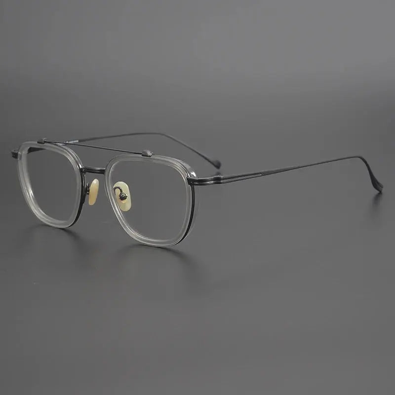 Unisex Square Full Rim Titanium Double Bridge Prescription Glasses 9025 — view 4 | Rx Spectacle