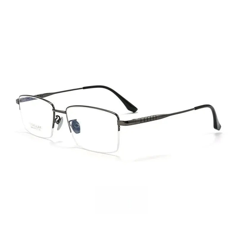 Men's Square Semi-Rimless Titanium Prescription Glasses 80813 — view 4 | Rx Spectacle
