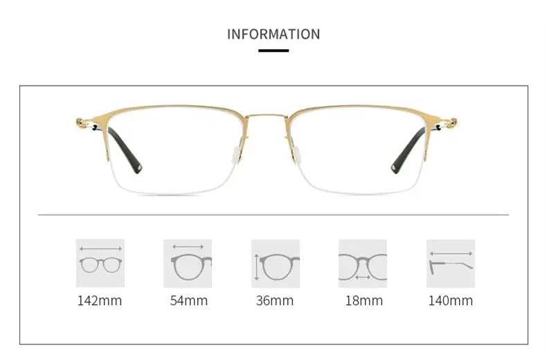 Unisex Square Semi-Rimless Titanium Screwless Prescription Glasses 68203 — view 2 | Rx Spectacle
