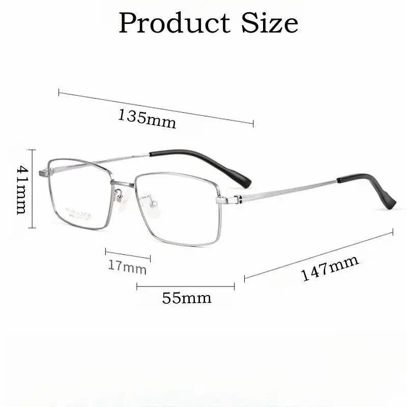 Men's Square Full Rim Titanium Prescription Glasses 98662a — view 3 | Rx Spectacle