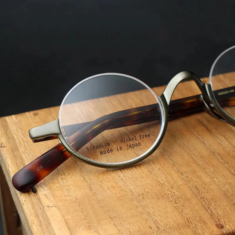 Unisex Round Semi-Rimless Titanium Prescription Glasses N80 — view 3 | Rx Spectacle