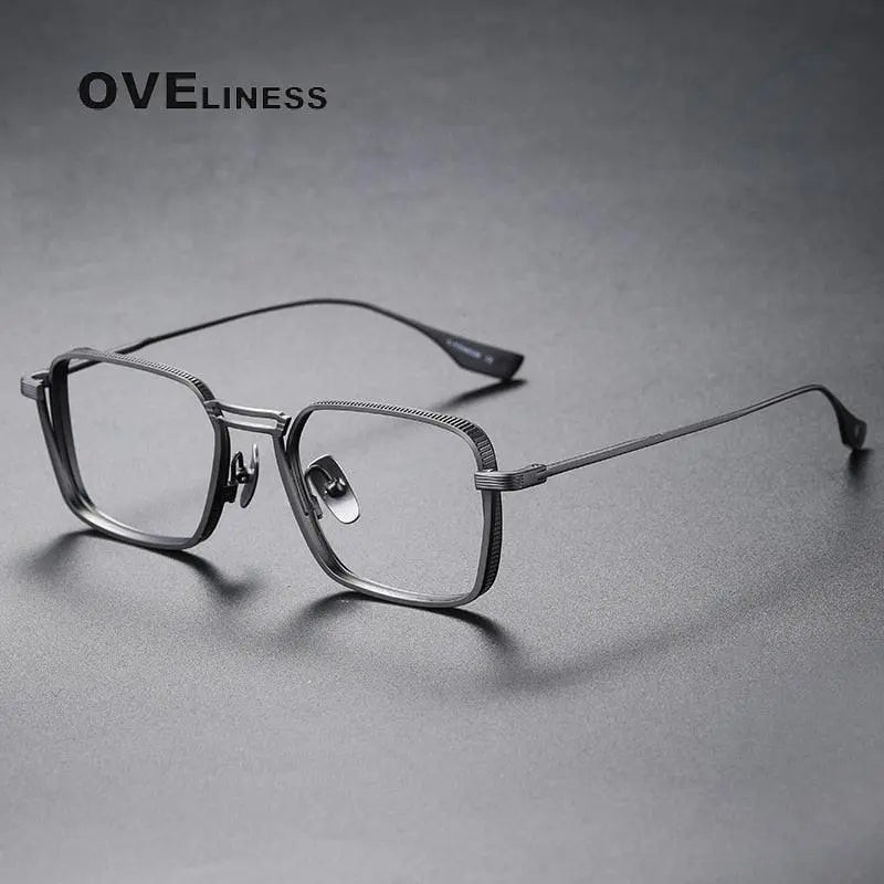 Unisex Square Full Rim Titanium Double Bridge Prescription Glasses Dlx125 — view 2 | Rx Spectacle