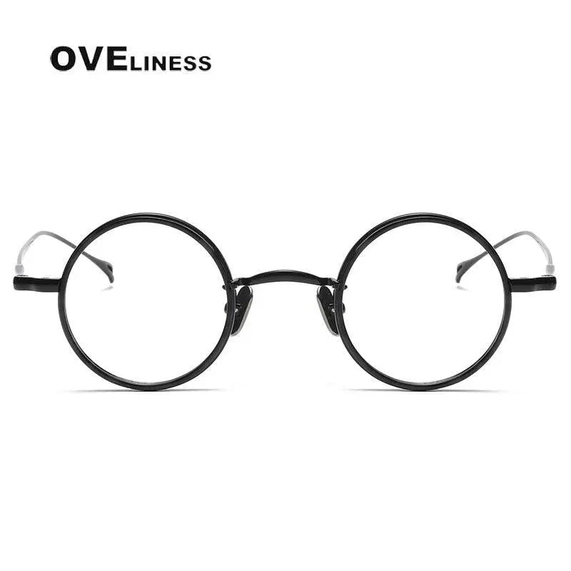 Unisex Round Full Rim Titanium Prescription Glasses V8 — view 10 | Rx Spectacle