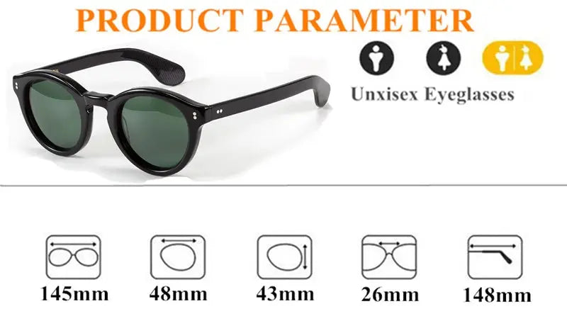 Unisex Round Full Rim Acetate Prescription Glasses 26145 — view 2 | Rx Spectacle