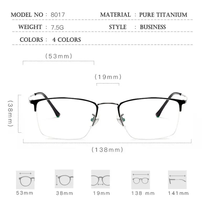 Women's Square Semi-Rimless Titanium Prescription Glasses 80174 — view 2 | Rx Spectacle