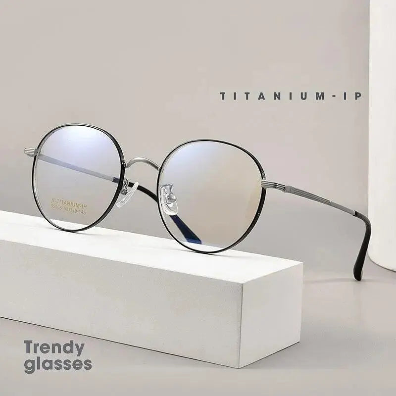 Unisex Round Full Rim Titanium Prescription Glasses 95955bt — view 2 | Rx Spectacle