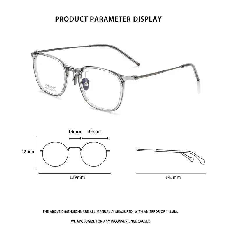 Unisex Square Full Rim Titanium Prescription Glasses L9107 — view 12 | Rx Spectacle