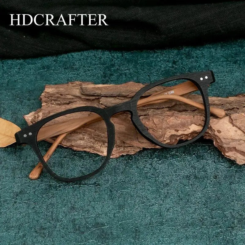Men's Square Full Rim Wood Prescription Glasses M9205 — view 10 | Rx Spectacle