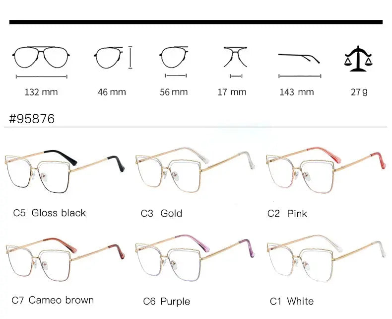 Women's Cat Eye Full Rim Alloy Prescription Glasses 195876 — view 3 | Rx Spectacle