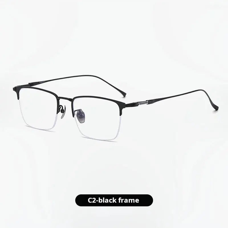 Unisex Browline Semi-Rimless Titanium Oversized Prescription Glasses 729011 — view 6 | Rx Spectacle