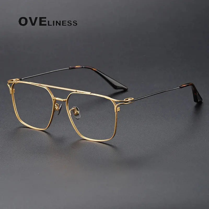 Unisex Square Full Rim Titanium Double Bridge Prescription Glasses 381000 — view 7 | Rx Spectacle