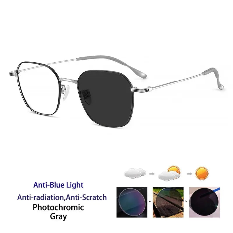 Women's Square Full Rim Titanium Prescription Glasses 214900 — view 12 | Rx Spectacle