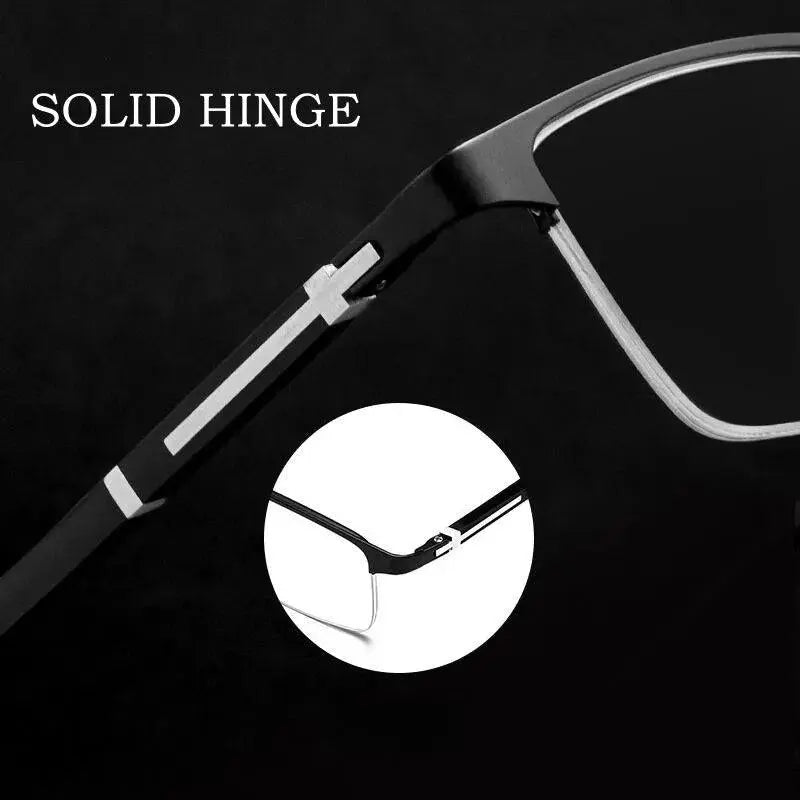 Men's Square Semi-Rimless Alloy Prescription Glasses P9212 — view 3 | Rx Spectacle