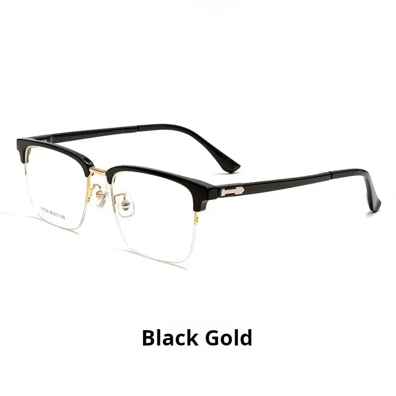 Men's Square Semi-Rimless Titanium Prescription Glasses 71016 — view 3 | Rx Spectacle