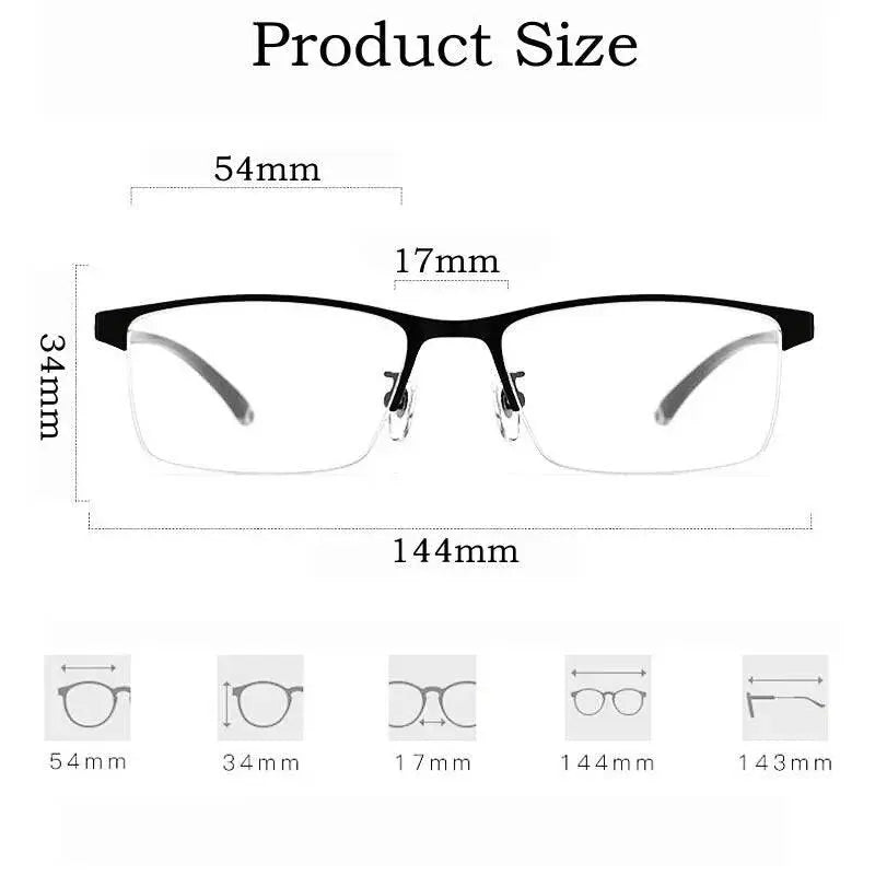 Men's Square Semi-Rimless Alloy Prescription Glasses P9212 — view 5 | Rx Spectacle