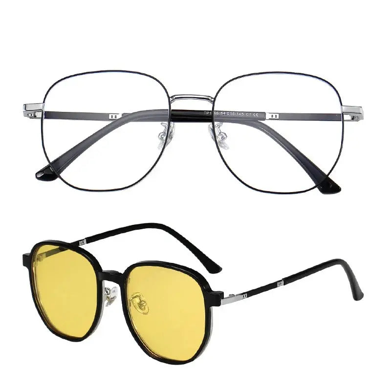 Women's Round Full Rim Alloy Clip-On Prescription Glasses Y1105 — view 9 | Rx Spectacle