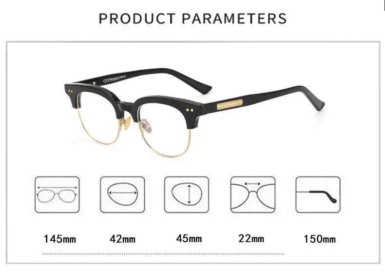 Unisex Square Semi-Rimless Acetate Prescription Glasses 15022 — view 13 | Rx Spectacle