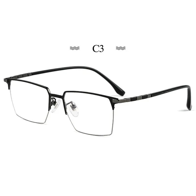 Men's Square Full Rim Titanium Prescription Glasses 86327 — view 4 | Rx Spectacle