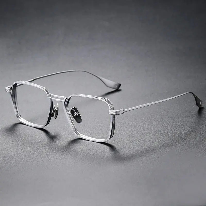Men's Square Full Rim Titanium Double Bridge Prescription Glasses 958125 — view 7 | Rx Spectacle
