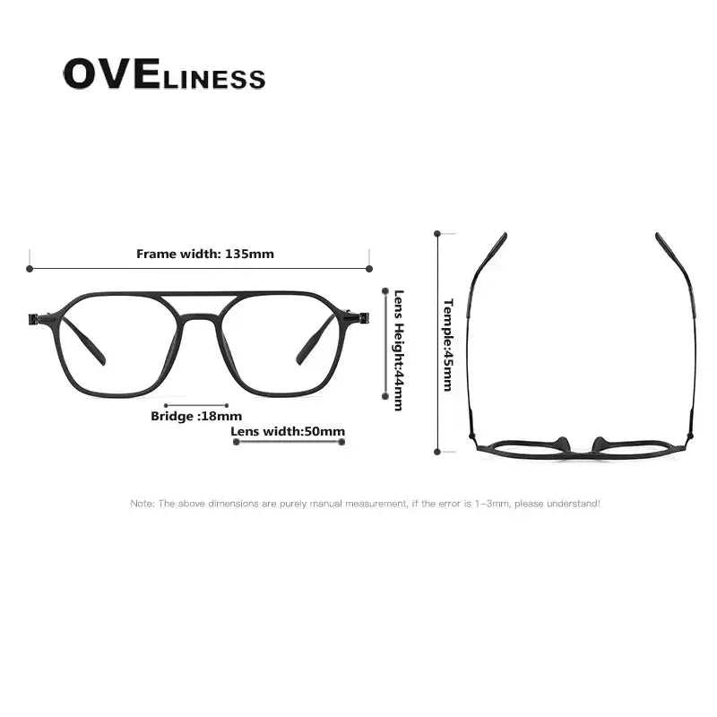 Women's Square Full Rim Titanium Double Bridge Prescription Glasses 398671 — view 2 | Rx Spectacle
