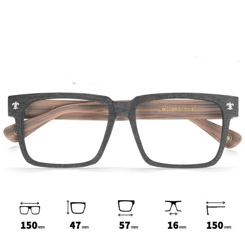 Unisex Square Full Rim Wood Oversized Prescription Glasses Jk040 — view 2 | Rx Spectacle