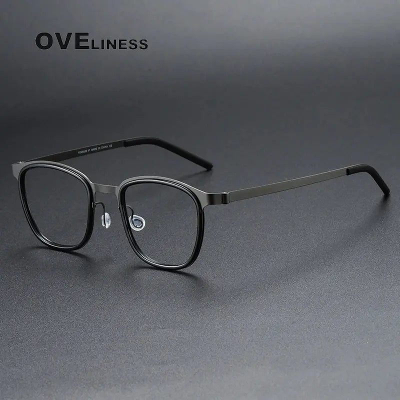 Unisex Square Full Rim Titanium Prescription Glasses O9765 — view 2 | Rx Spectacle
