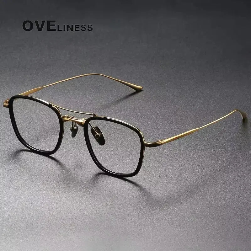 Unisex Polygon Full Rim Titanium Double Bridge Prescription Glasses 613135 — view 3 | Rx Spectacle