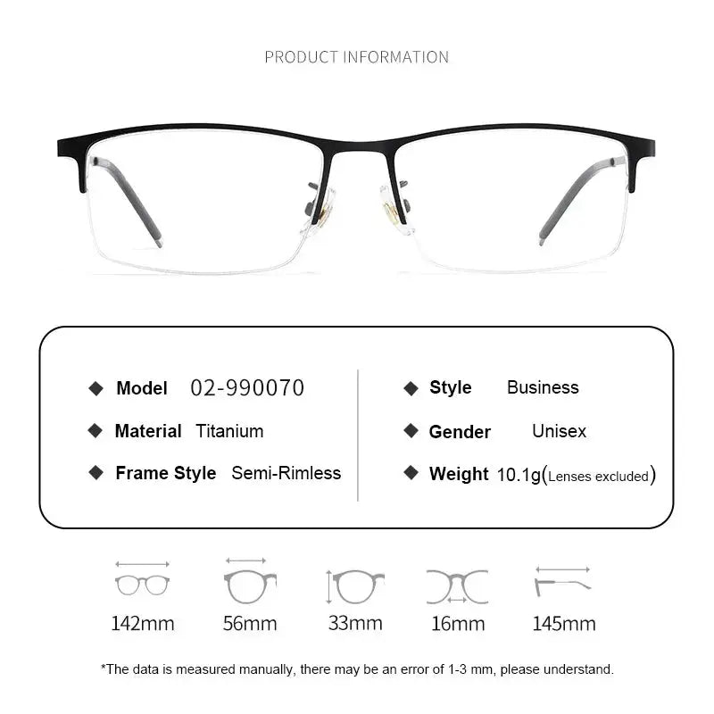 Men's Polygon Semi-Rimless Titanium Prescription Glasses 990070 — view 2 | Rx Spectacle