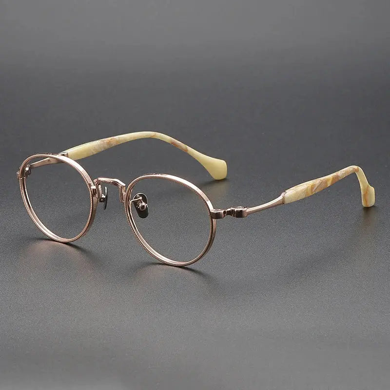 Women's Round Full Rim Titanium Prescription Glasses S808 — view 4 | Rx Spectacle