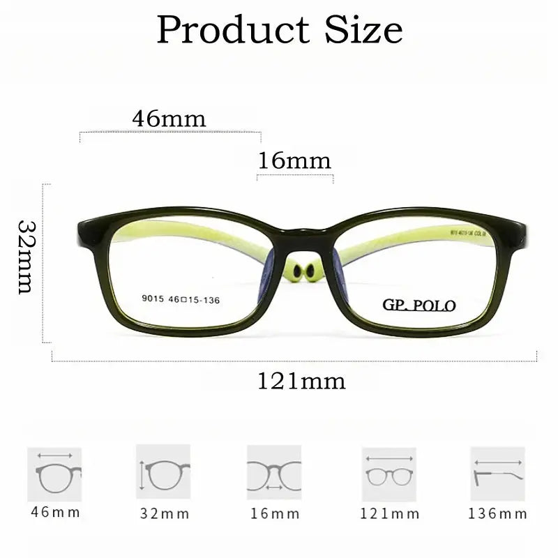 Unisex Square Full Rim TR90 Prescription Glasses Y9015 — view 3 | Rx Spectacle